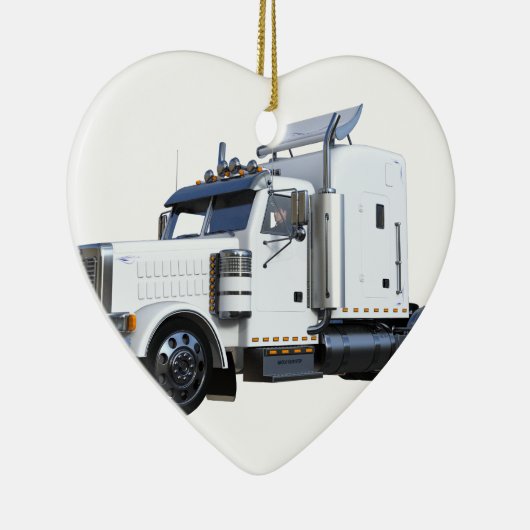 Witte punttractoraanhangwagen keramisch ornament (Rechts)