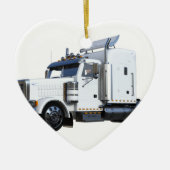 Witte punttractoraanhangwagen keramisch ornament (Voorkant)