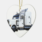 Witte punttractoraanhangwagen keramisch ornament (Links)