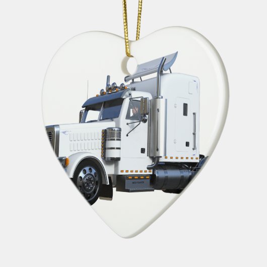 Witte punttractoraanhangwagen keramisch ornament (Links)