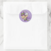 Witte Pup met liefde Ronde Sticker (Tas)
