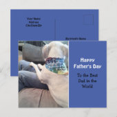 Witte puppy Dog met kleurrijk karf blauw Briefkaart (Voorkant / Achterkant)