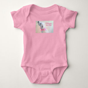 Witte puppy Dog met roze kraammoeder Romper