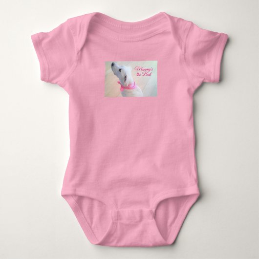 Witte puppy Dog met roze kraammoeder Romper (Voorkant)