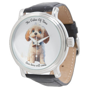 Witte Puppy Klok Ontwerp Schattigee Hond - Horloge