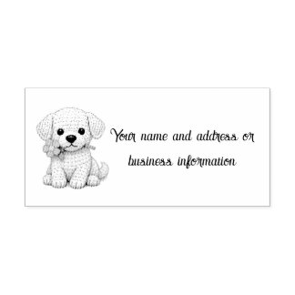 Witte Puppy met Bloem Zelfinktende Stempel