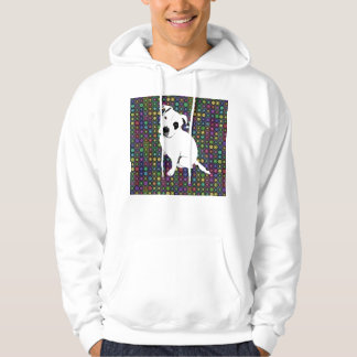 Witte puppy op rond cirkelpatroon hoodie