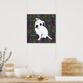Witte puppy op rond cirkelpatroon poster (Keuken)