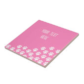 Witte Puppy Paw afdrukken met aangepaste tekst roz Tegeltje (Zijkant)