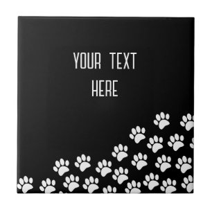 Witte Puppy Paw afdrukken met aangepaste tekst zwa Tegeltje