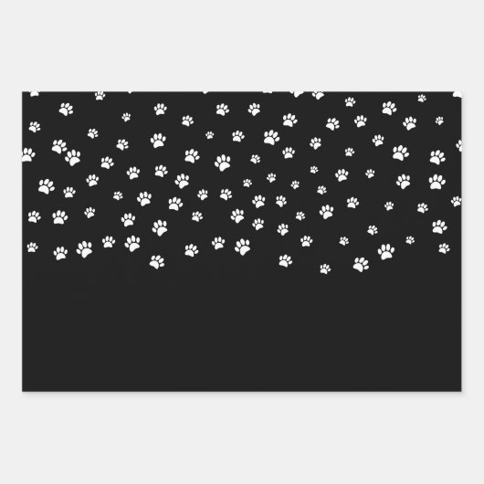Witte Puppy Paw Print Patroon Aangepast Inpakpapier Vel (Voorkant 2)