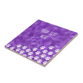 Witte Puppy Paw Prints Waterverf Aangepaste tekst Tegeltje (Zijkant)