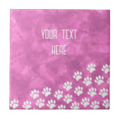Witte Puppy Paw Prints Waterverf Aangepaste tekst Tegeltje (Voorkant)