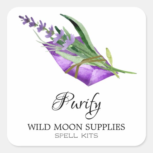 Witte Purify Spell Kit-labels Vierkante Sticker (Voorkant)