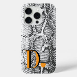 Witte Python Slangenhuid - Rijke Elegante Monogram iPhone 15 Pro Case