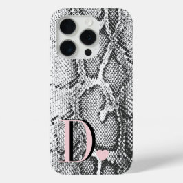 Witte Python Slangenhuid - Rijke Elegante Monogram iPhone 15 Pro Case