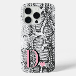 Witte Python Slangenhuid - Rijke Elegante Monogram iPhone 15 Pro Case