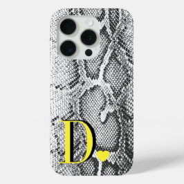 Witte Python Slangenhuid - Rijke Elegante Monogram iPhone 15 Pro Case