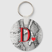 Witte Python Slangenhuid - Rijke Elegante Monogram Sleutelhanger (Voorkant)