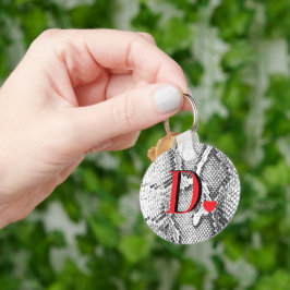 Witte Python Slangenhuid - Rijke Elegante Monogram Sleutelhanger