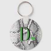 Witte Python Slangenhuid - Rijke Elegante Monogram Sleutelhanger (Voorkant)