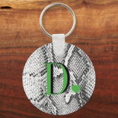Witte Python Slangenhuid - Rijke Elegante Monogram Sleutelhanger (Voorkant)