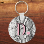 Witte Python Slangenhuid - Rijke Elegante Monogram Sleutelhanger (Achterkant)