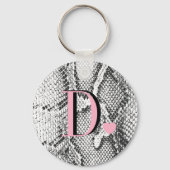 Witte Python Slangenhuid - Rijke Elegante Monogram Sleutelhanger (Achterkant)