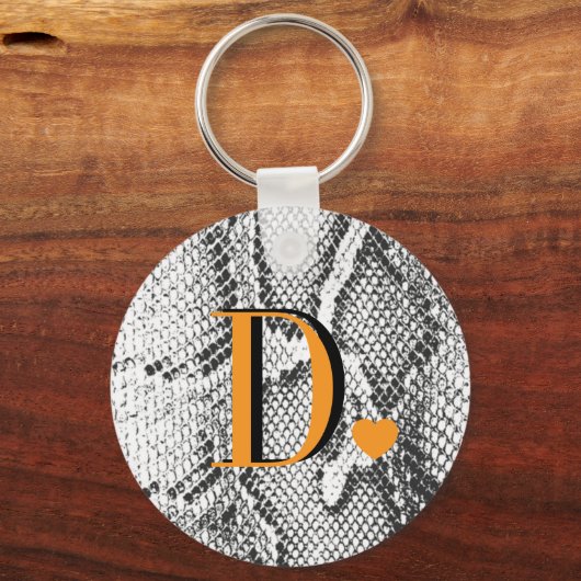 Witte Python Slangenhuid - Rijke Elegante Monogram Sleutelhanger (Achterkant)