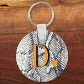 Witte Python Slangenhuid - Rijke Elegante Monogram Sleutelhanger (Voorkant)