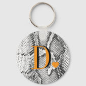 Witte Python Slangenhuid - Rijke Elegante Monogram Sleutelhanger (Achterkant)