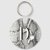 Witte Python Slangenhuid - Rijke Elegante Monogram Sleutelhanger (Voorkant)