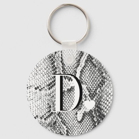 Witte Python Slangenhuid - Rijke Elegante Monogram Sleutelhanger (Voorkant)