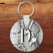 Witte Python Slangenhuid - Rijke Elegante Monogram Sleutelhanger (Achterkant)