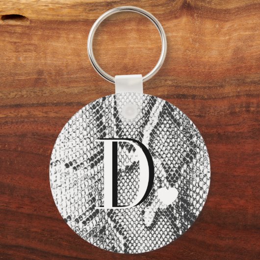 Witte Python Slangenhuid - Rijke Elegante Monogram Sleutelhanger (Achterkant)