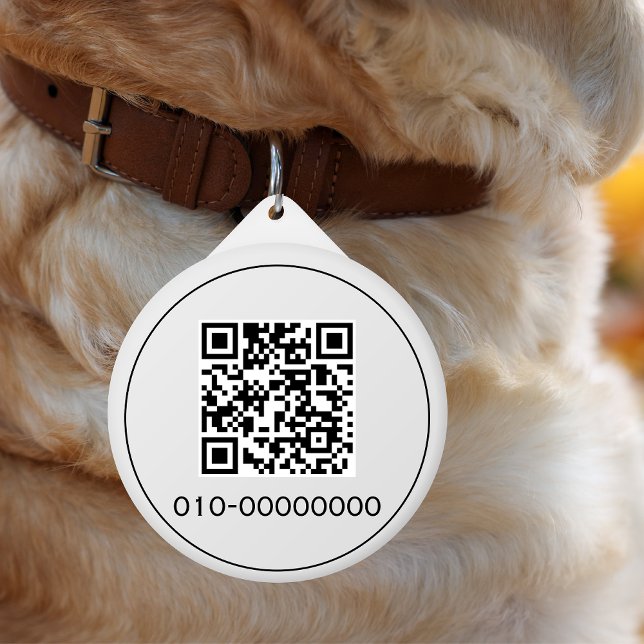 Witte QR-code Aangepaste tekst Eenvoudig Huisdierpenning (Creator heeft geüpload)