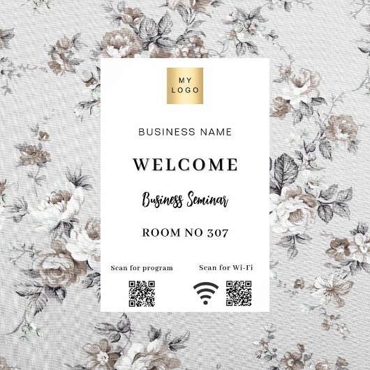 Witte QR code business logo seminarruimte wifi Poster