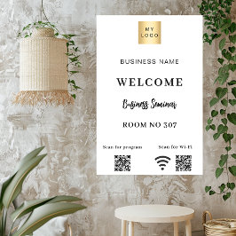 Witte QR code business logo seminarruimte wifi Poster