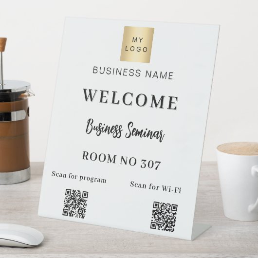 Witte QR code business logo seminarruimte wifi Reclamebord Met Voetstuk (Insitu)