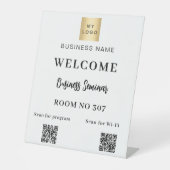 Witte QR code business logo seminarruimte wifi Reclamebord Met Voetstuk (Voorkant)