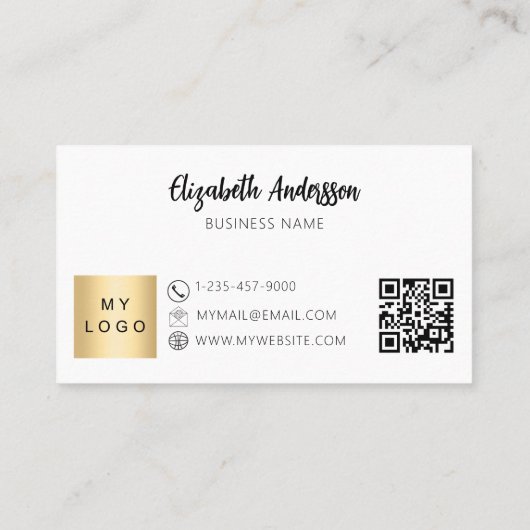 Witte qr code corporate logo merkkleur klantenkaartje (Achterkant)