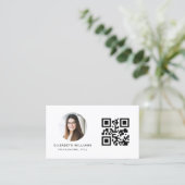 Witte QR-code fotomonogram minimalistisch Visitekaartje (Staand voorkant)