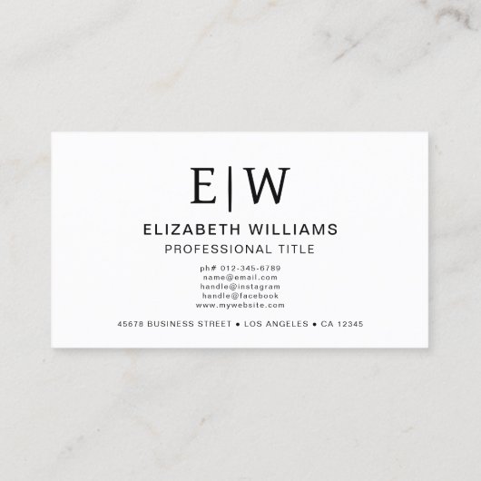 Witte QR-code fotomonogram minimalistisch Visitekaartje (Achterkant)