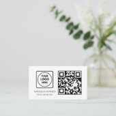 Witte QR-code | Moderne Minimaal Aangepaste Contac Visitekaartje (Staand voorkant)
