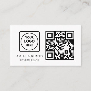 Witte QR-code   Moderne Minimaal Aangepaste Contac Visitekaartje