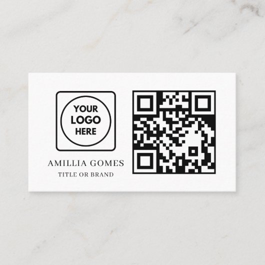 Witte QR-code | Moderne Minimaal Aangepaste Contac Visitekaartje (Voorkant)