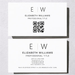 Witte QR-code monogram minimalistisch modern Visitekaartje