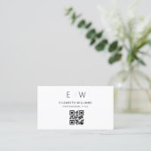 Witte QR-code monogram minimalistisch modern Visitekaartje (Staand voorkant)