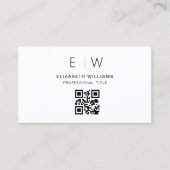 Witte QR-code monogram minimalistisch modern Visitekaartje (Voorkant)