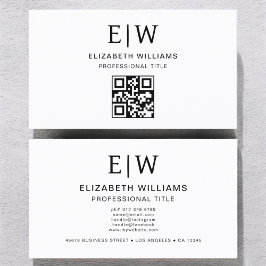 Witte QR-code monogram minimalistisch Visitekaartje